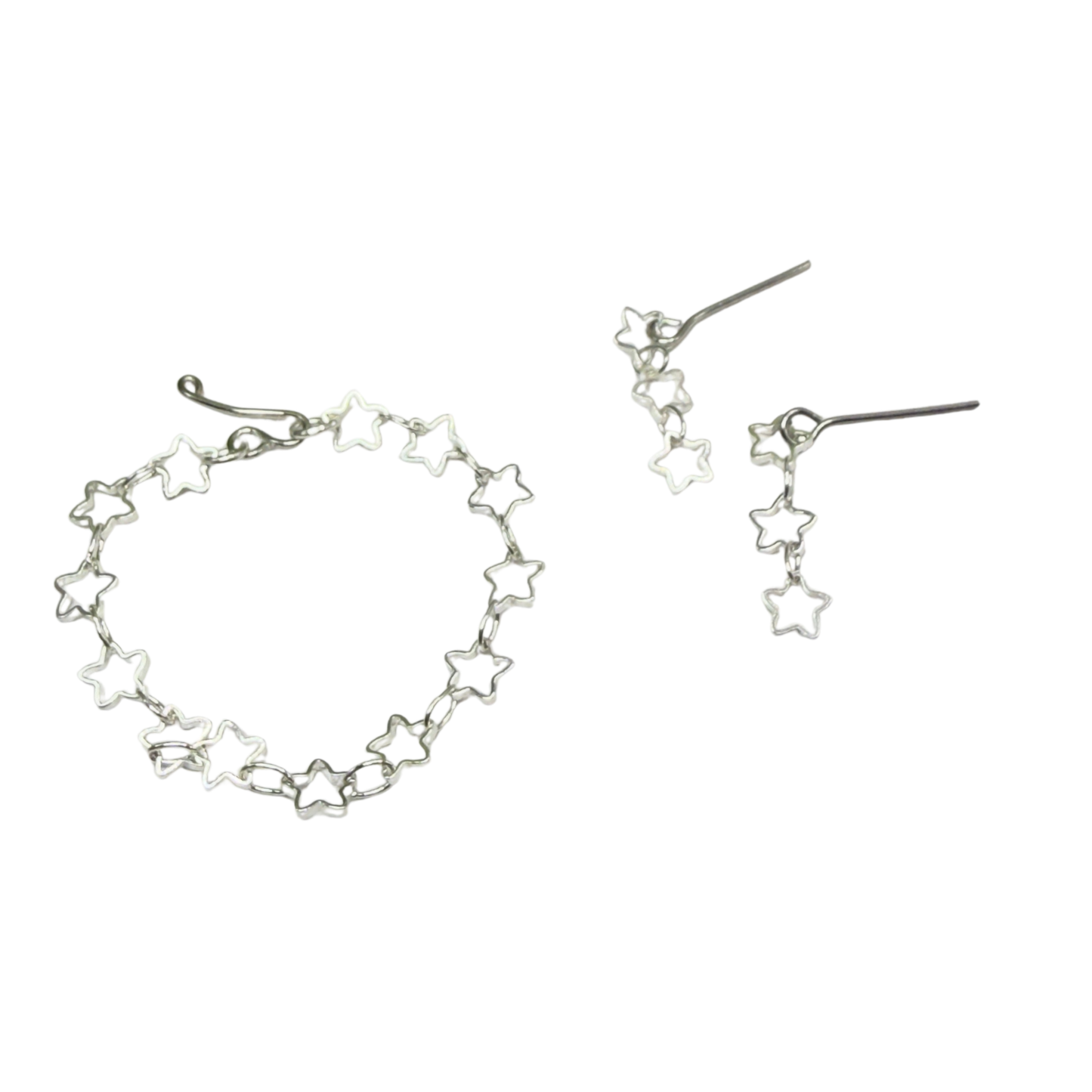 Open Work Silver Star Chain Doll Necklace & Earrings Set for 16 Inch Fashion Doll