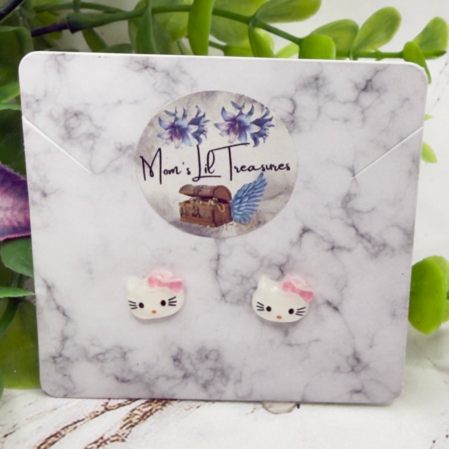 Hello Cat Kitty Pink Bow Post Doll Earrings • 18 Inch Fashion Doll Jewelry