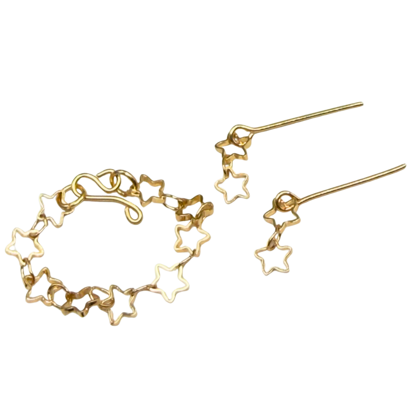 Open Work Gold Star Chain Doll Necklace & Earrings Set for 10-12 Inch 1:6 Fashion Doll