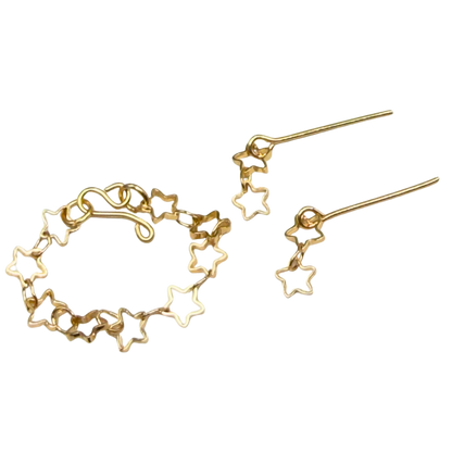 Open Work Gold Star Chain Doll Necklace & Earrings Set for 10-12 Inch 1:6 Fashion Doll