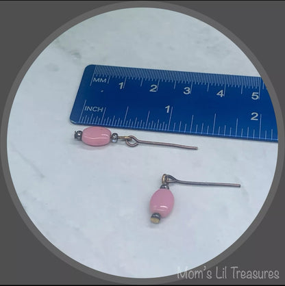 Pink Glass Copper Chain Doll Necklace Earrings Set • 16” Fashion Doll Jewelry