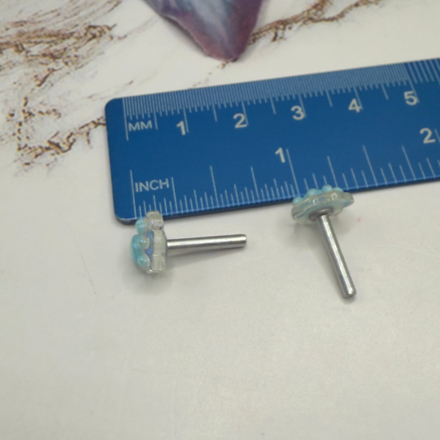 Light Blue Paw Print Acrylic Post Doll Earrings • 2mm Post fit 18 Inch Fashion Doll