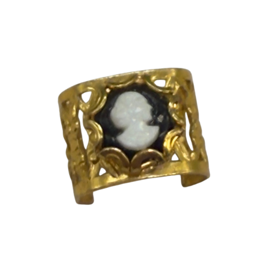 Black & White Cameo Gold Filigree Cuff Doll Bracelet • 16” Fashion Doll Jewelry