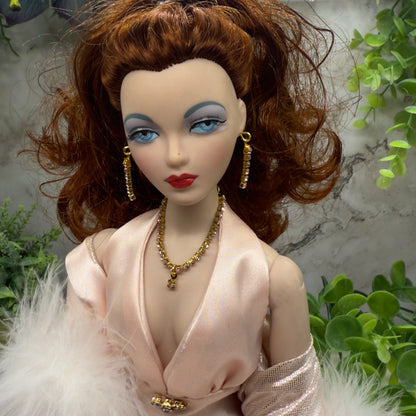 Pink Rhinestone Doll Necklace Earrings Set • 16” Fashion Doll Jewelry