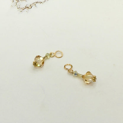 Glass Crystal Light Pink Peach & Clear Doll Earrings DANGLE ONLY • 18 Inch Fashion Doll Jewelry