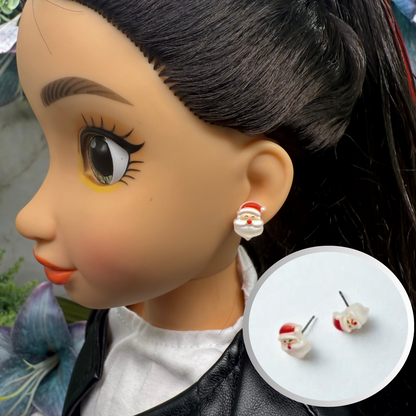 Santa Claus Christmas Post Doll Earrings • 18 Inch Fashion Doll Jewelry