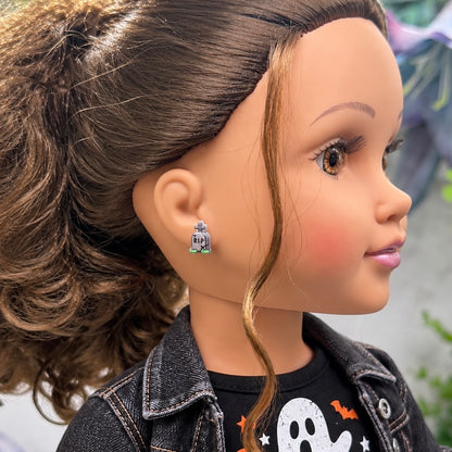 Tombstone RIP Halloween Post Doll Earrings | for 18 Inch Fashion Dolls