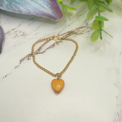 Orange Heart Charm Gold Chain Doll Necklace • 14 Inch Doll Jewelry