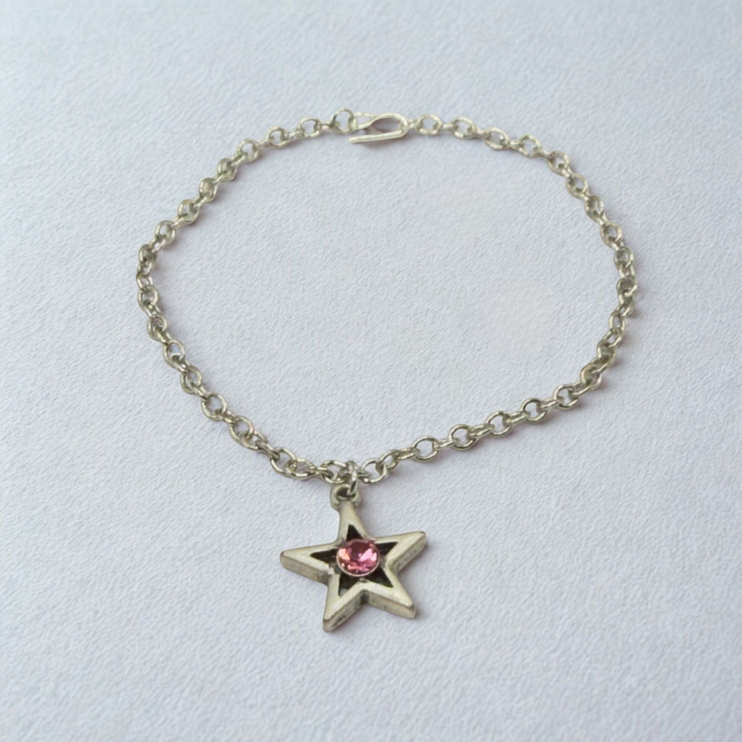 Silver Star Pink Rhinestone Charm Doll Necklace • 18 Inch Fashion Doll Jewelry