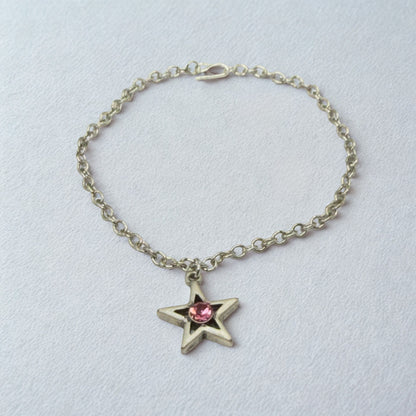 Silver Star Pink Rhinestone Charm Doll Necklace • 18 Inch Fashion Doll Jewelry