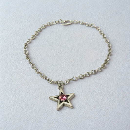 Silver Star Pink Rhinestone Charm Doll Necklace • 18 Inch Fashion Doll Jewelry