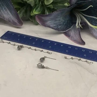 Grayish Green Crystal Silver Chain Doll Necklace Earring Bracelet Set • 16” Doll Jewelry