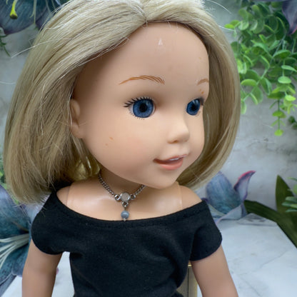 Gray Drop MOP Look Doll Necklace • 14 Inch Fashion Doll Jewelry