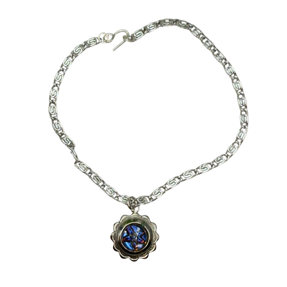 Blue Purple Flower Silver Filigree Pendant Doll Necklace • 18 Inch Fashion Doll Jewelry