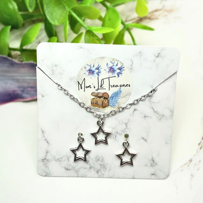 Silver Star Charm Doll Necklace & Earrings Set for 14 Inch Fashion Dolls