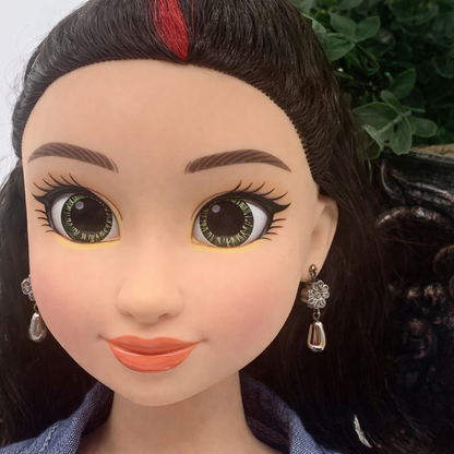 Silver Pewter Daisy Flower Teardrop Doll Earrings • 18 Inch Fashion Doll Jewelry