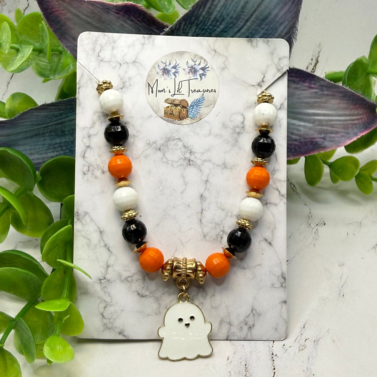 Halloween Ghost Charm Beaded Doll Necklace | fits 18 Inch Fashion Doll • American Girl