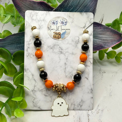 Halloween Ghost Charm Beaded Doll Necklace | fits 18 Inch Fashion Doll • American Girl