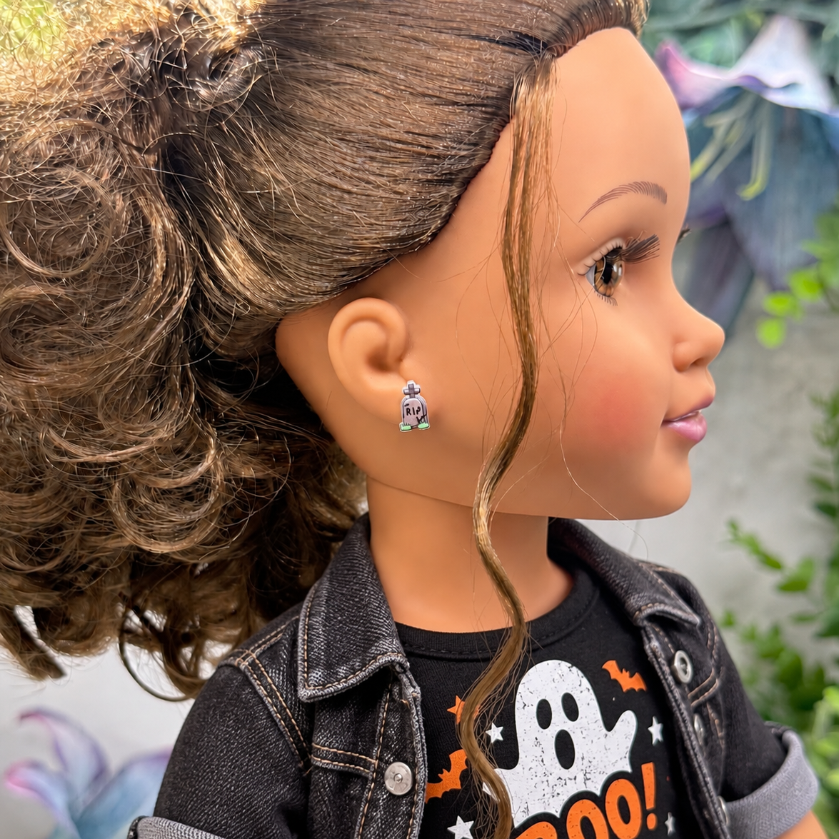 Tombstone RIP Halloween Post Doll Earrings | for 18 Inch Fashion Dolls