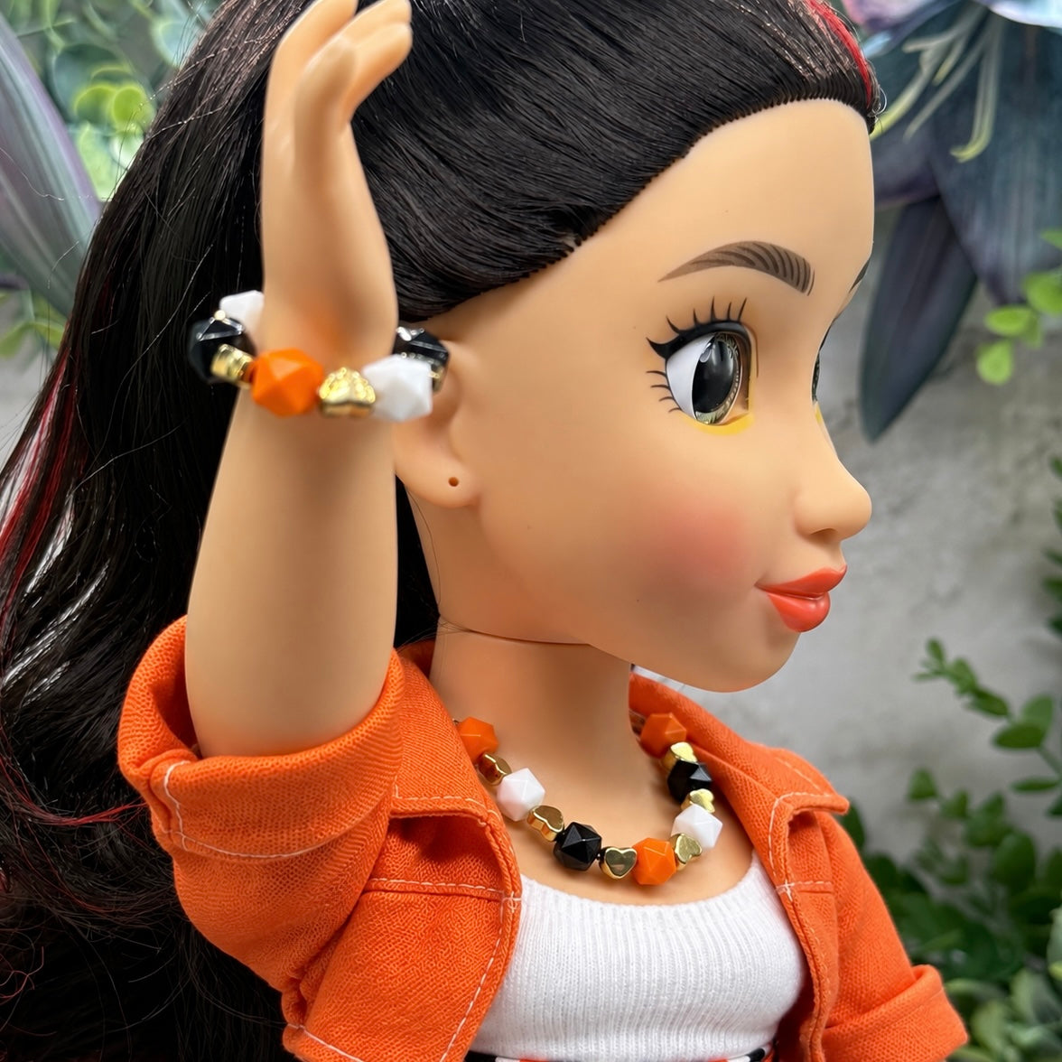 Halloween Plastic Beaded Necklace and Bracelet Set | for 18 Inch Fashion Doll