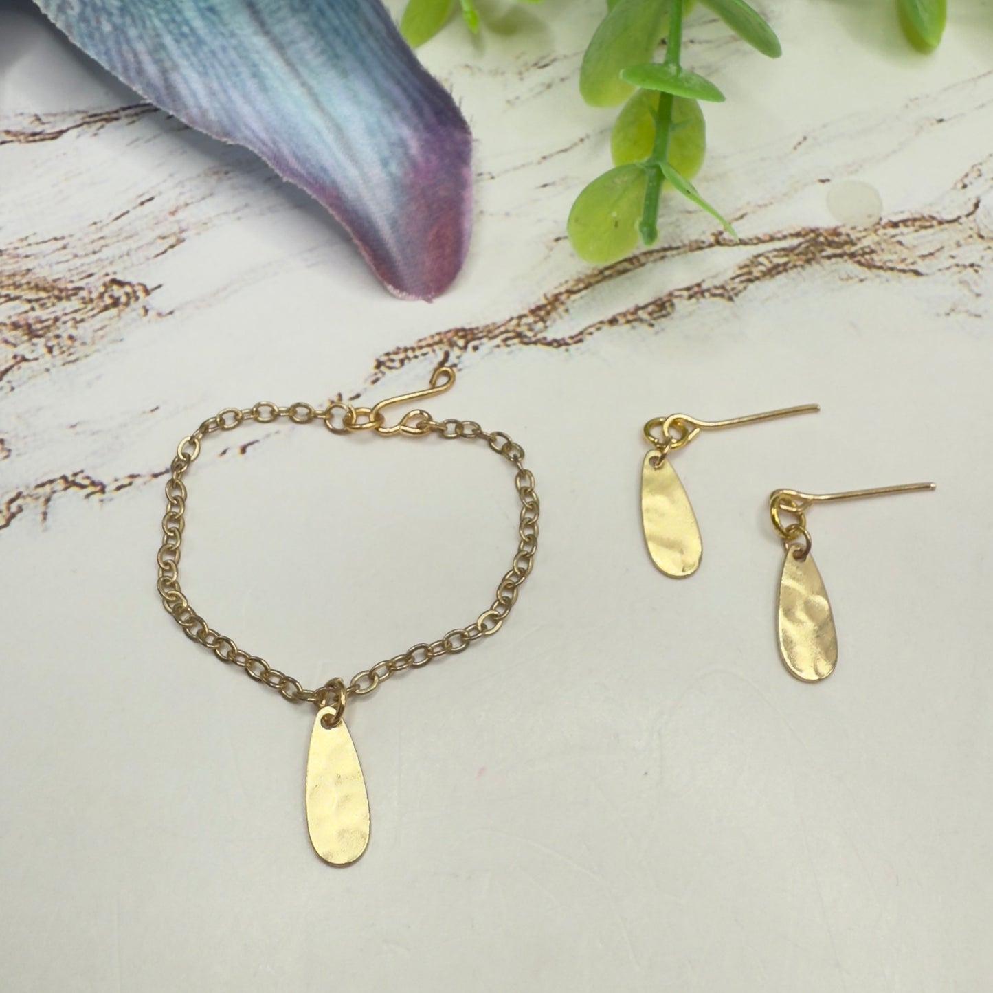 Gold Teardrop Dangle Doll Necklace & Earrings • 16 Inch Fashion Doll Jewelry