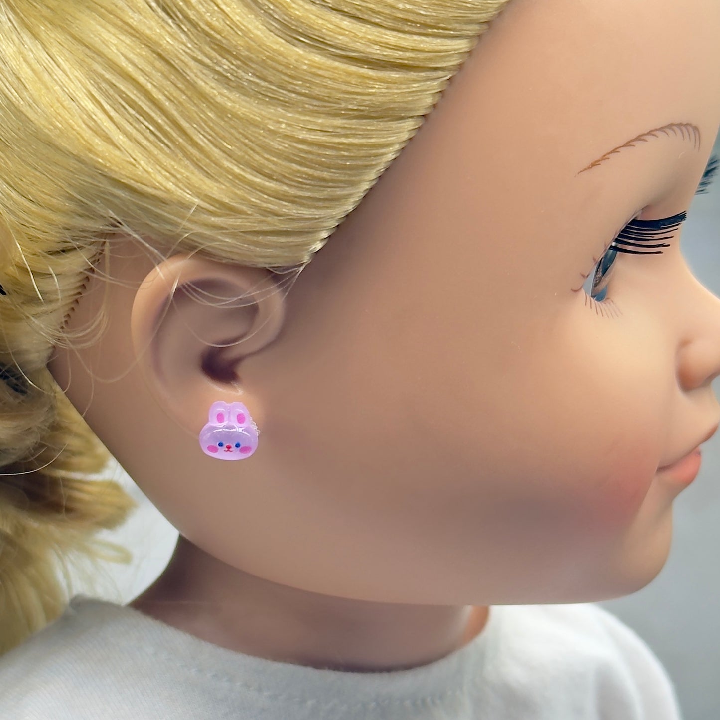 Light Purple Bunny Easter Post Doll Earrings • 18 Inch Fashion Doll Jewelry