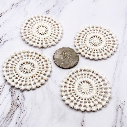 Set of 4 Off White Cream Crochet Fabric Doilies Doily • Dollhouse Miniature