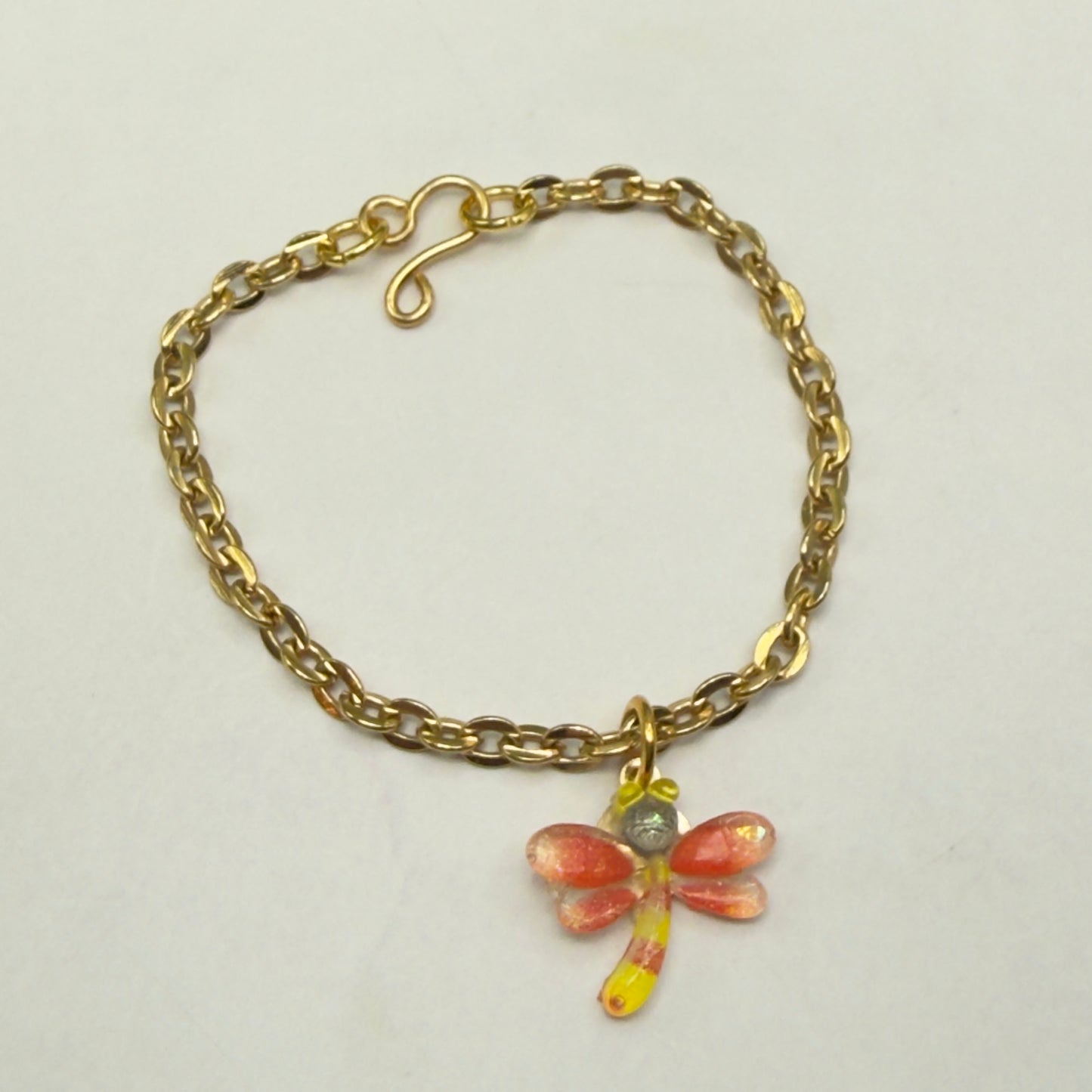 Yellow Orange Dragonfly Charm Gold Chain Doll Necklace • 14 Inch Fashion Doll Jewelry