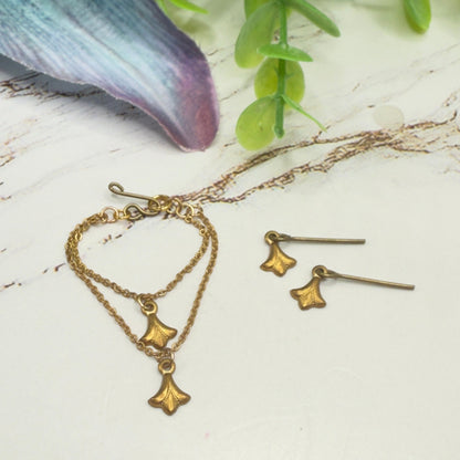 Victorian Style Double Pendant Chain Doll Necklace & Earrings • 16 Inch Fashion Doll Jewelry