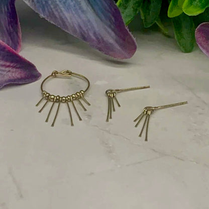 Gold Tone Multi Dangle Necklace Earring Set • 10-12” 1:6 Doll Jewelry