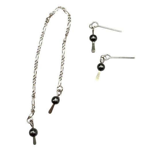 Gray Metallic and Silver Chain Wrap Style Necklace & Earrings Set • 10-12” 1:6 Fashion Doll Jewelry