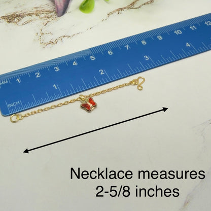 Gold Chain Red Crystal Butterfly Charm Doll Necklace • 16 Inch Fashion Doll Jewelry