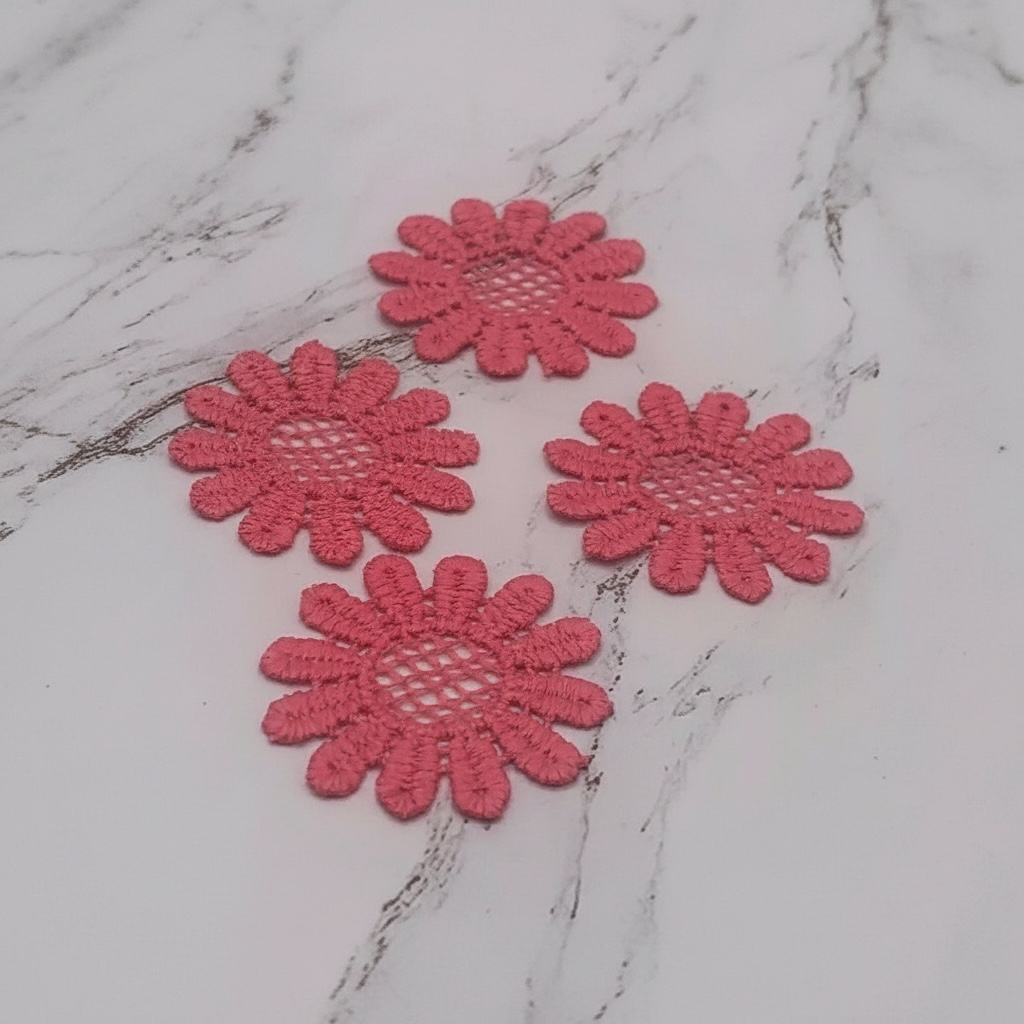 Set Of Four Pink Crochet Fabric Doilies Doily Tablecloth • Dollhouse Decor Miniature