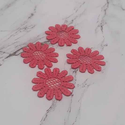 Set Of Four Pink Crochet Fabric Doilies Doily Tablecloth • Dollhouse Decor Miniature