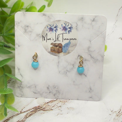 Turquoise Blue Glass Drop Dangle Doll Earrings • 16 Inch Fashion Doll Jewelry