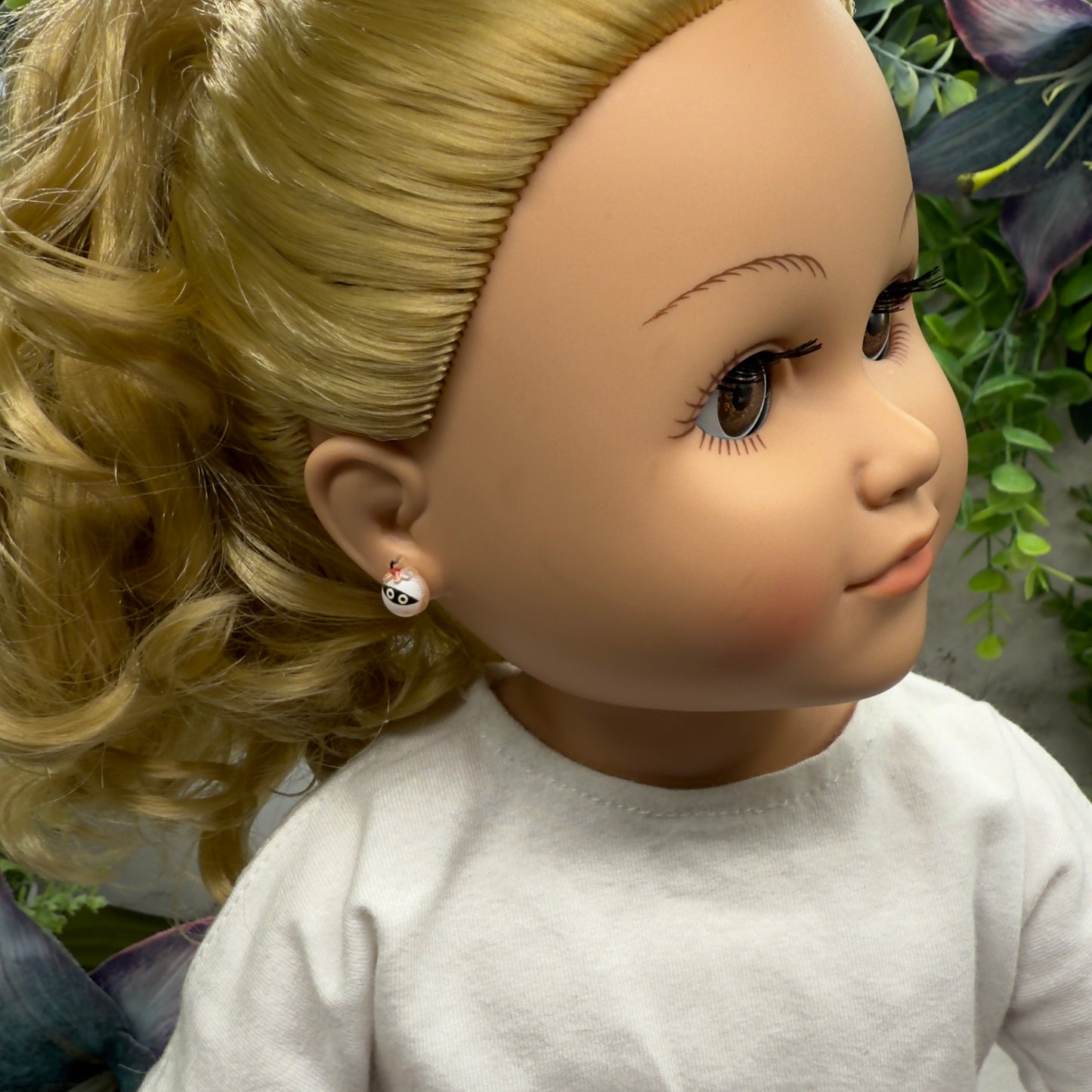 Mummy Halloween Silicone Plastic Post Doll Earrings • 18 Inch Fashion Doll Jewelry