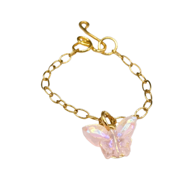 Light Pink Acrylic Butterfly Charm Gold Doll Necklace for 10-12 Inch Fashion Dolls 1:6