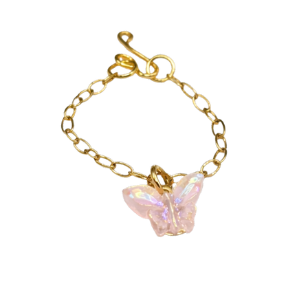 Light Pink Acrylic Butterfly Charm Gold Doll Necklace for 10-12 Inch Fashion Dolls 1:6
