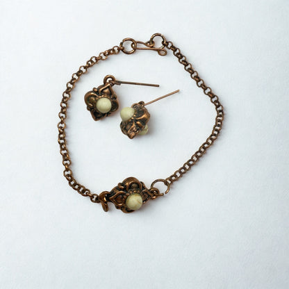 Copper Color Filigree Diamond Charm Doll Necklace & Earrings Set • 18 Inch Fashion Doll Jewelry