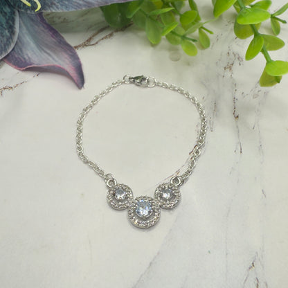 Triple Circle Round Clear Rhinestone Silver Doll Necklace • 18 Inch Fashion Doll Jewelry