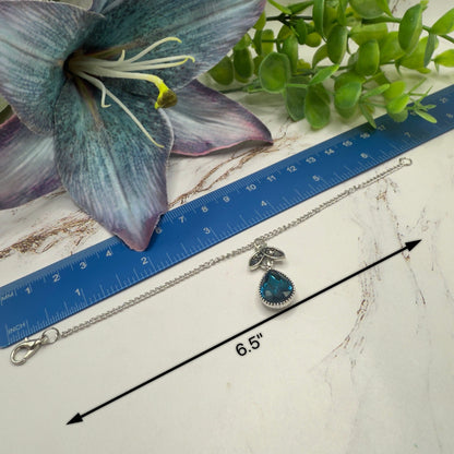 Dark Turquoise Teardrop Rhinestone Pendant Doll Necklace • 18 Inch Fashion Doll Jewelry