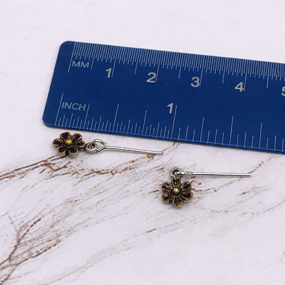 Enamel Flower Dangle Doll Earrings · 14 Inch Doll Jewelry