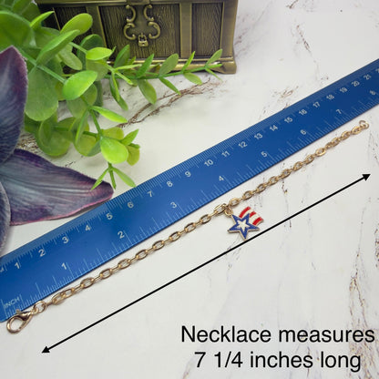 American Flag Star Charm Red White Blue Doll Necklace for 18 Inch Fashion Doll
