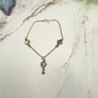 Green Multi Tone Abalone Heart Charm Y-Style Doll Necklace • 18 Inch Fashion Doll Jewelry