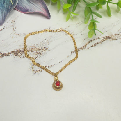 Gold Christmas Ornament Charm Red Rhinestone Doll Necklace • 18 Inch Fashion Doll Jewelry
