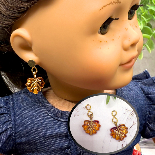 Autumn Fall Leaf Leaves Doll Earring DANGLE ONLY • 18” Fashion Doll Jewelry