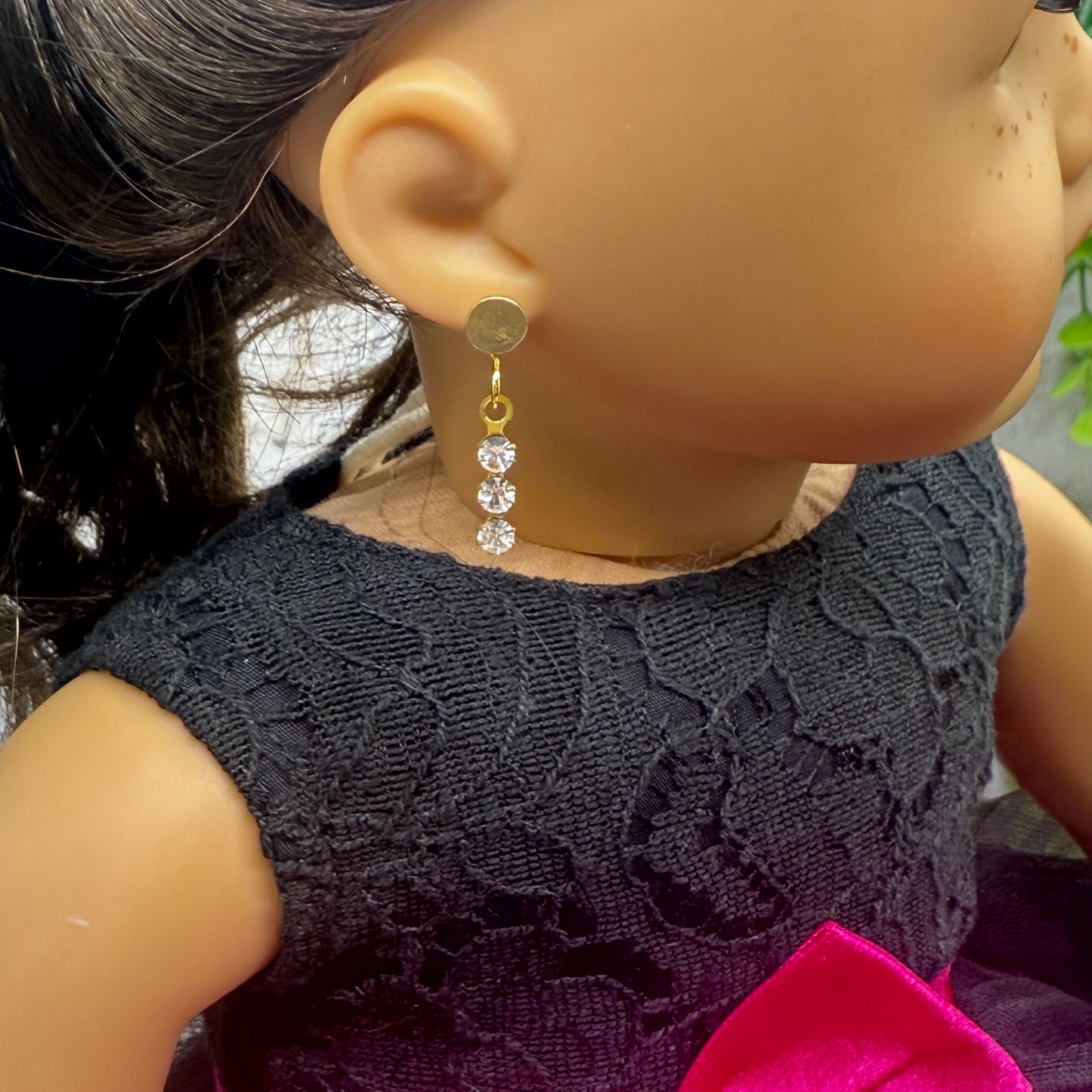 Clear Rhinestone Dangle Doll Earrings -  DANGLE ONLY • 18” Fashion Doll Jewelry