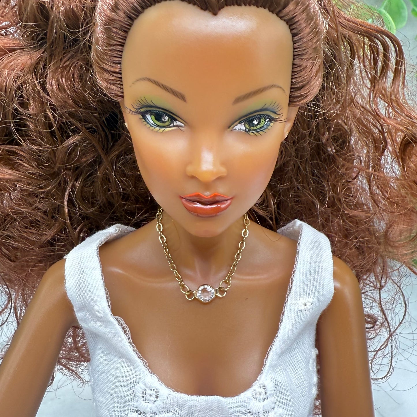 Round Clear Crystal Gold Chain Doll Necklace • 16 Inch Fashion Doll Jewelry