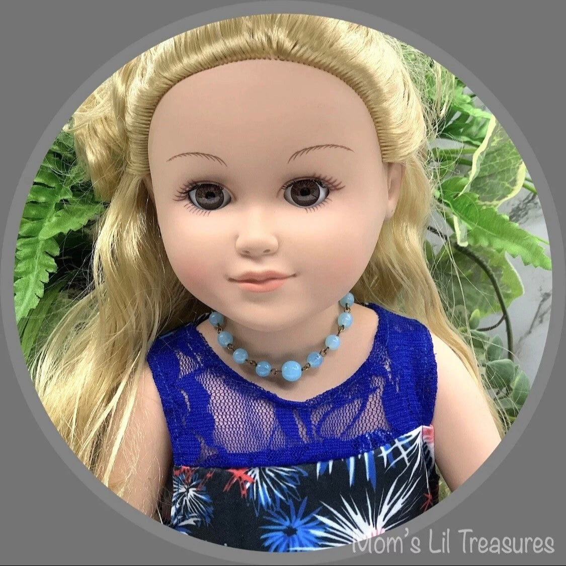 Turquoise Blue Glass Beaded Doll Necklace • 18 Inch Fashion Doll Jewelry