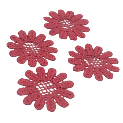 Set Of Four Pink Crochet Fabric Doilies Doily Tablecloth • Dollhouse Decor Miniature